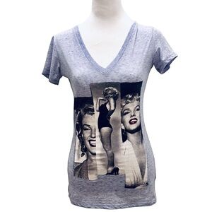 Marilyn Monroe Blue V-Neck T-Shirt Size S